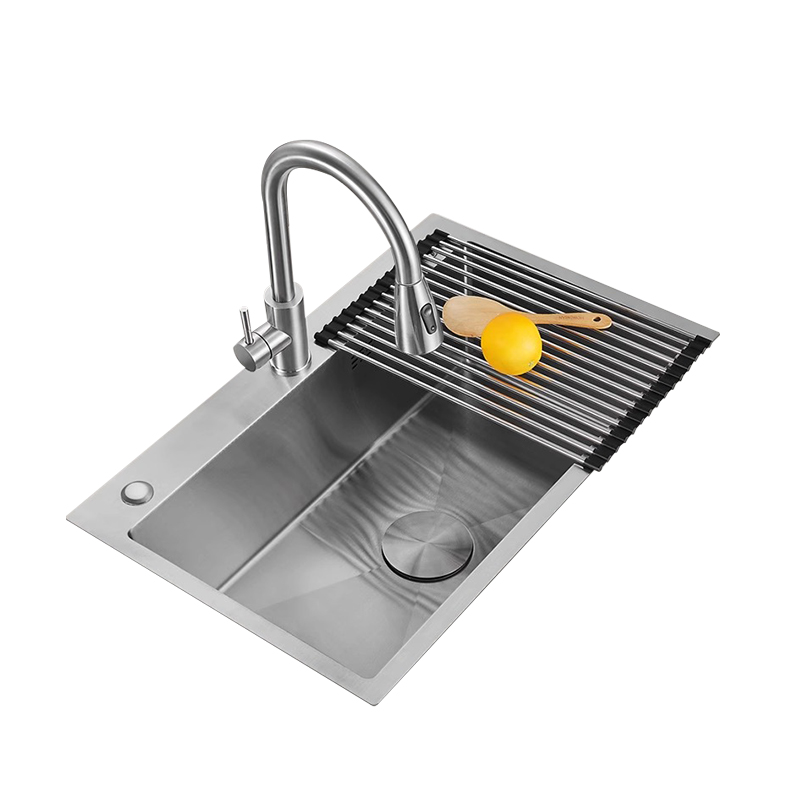 Handmade single bowl stainless steel sink