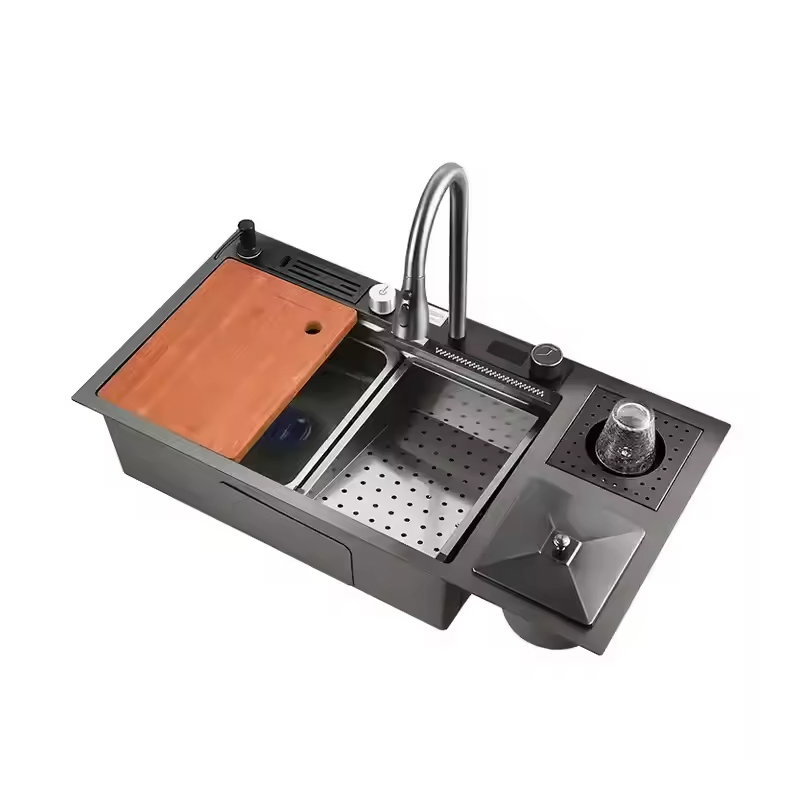 Aqzora waterfall smart kitchen sink